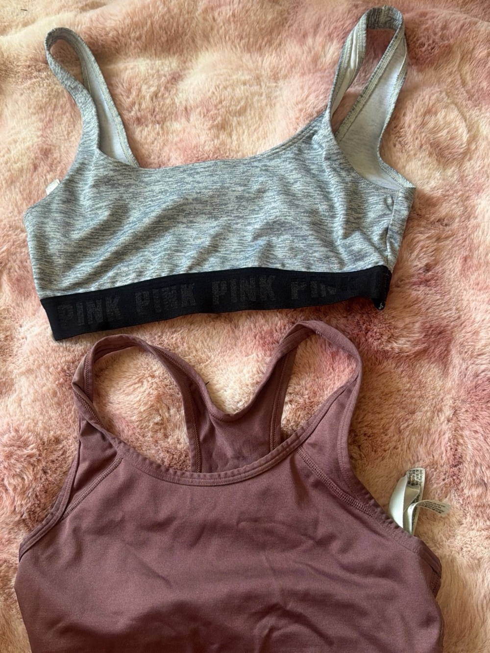 PINK Victoria's Secret Heather Gray & Mauve Sports Bralettes
